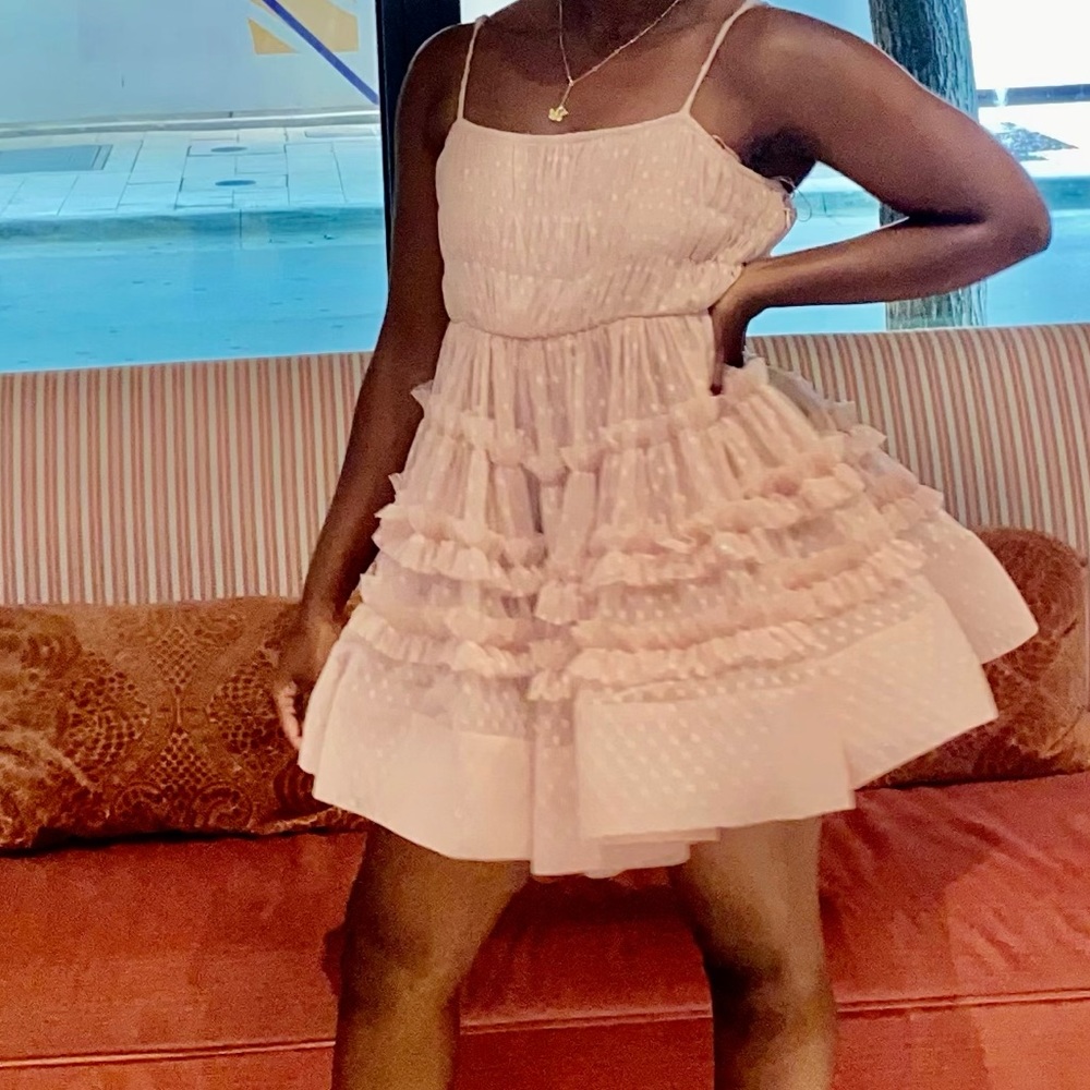 Mini sexy tulle peach dress